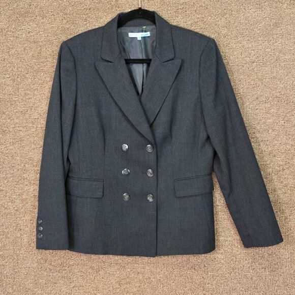Antonio Melani Double Breasted Wool Blazer Gray Sz 12 Pre Owned - Picture 4 of 6